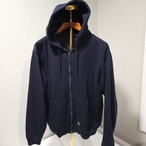BERNE WORKWEAR NAVY BLUE MENS HOODIE WITH ZIPPER AND LINED MENS SIZE L